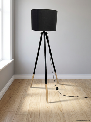Modern Minimalist Tripod Floor Lamp with Black Shade - 2ndhandwarehouse.com