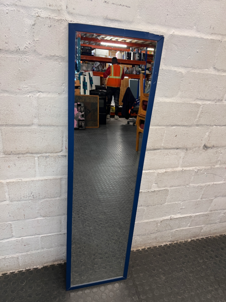 Modern Rectangular Mirror with Blue Frame