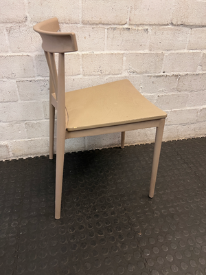 Modern Spindle-Back Sand Coloured Dining Chair — Good Working Order - 2ndhandwarehouse.com