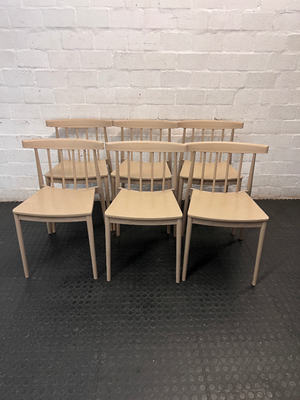 Modern Spindle-Back Sand Coloured Dining Chair — Good Working Order - 2ndhandwarehouse.com