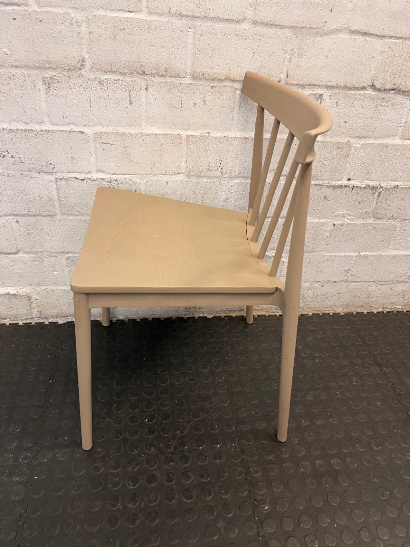 Modern Spindle-Back Sand Coloured Dining Chair — Good Working Order - 2ndhandwarehouse.com