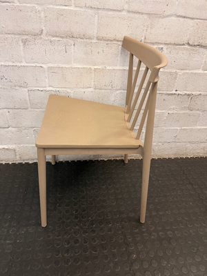 Modern Spindle-Back Sand Coloured Dining Chair — Good Working Order - 2ndhandwarehouse.com