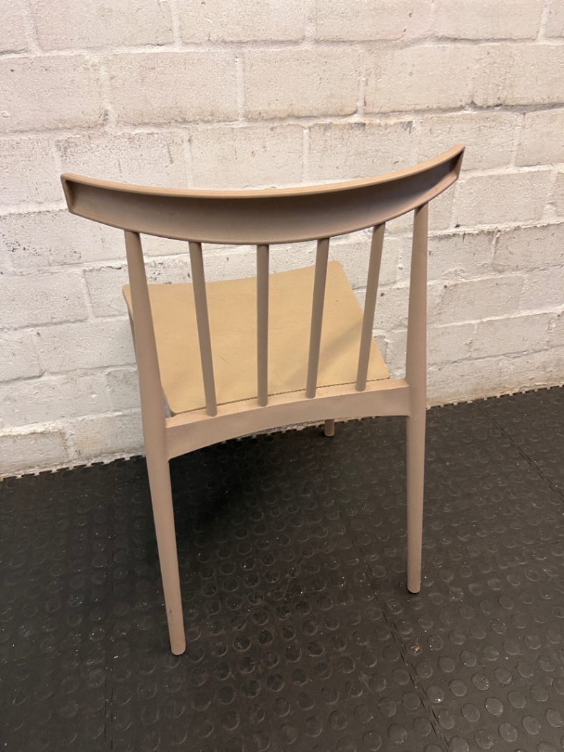 Modern Spindle-Back Sand Coloured Dining Chair — Good Working Order - 2ndhandwarehouse.com