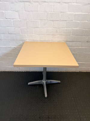 Modern Square Beige Table with Silver Base – Minor Scratches