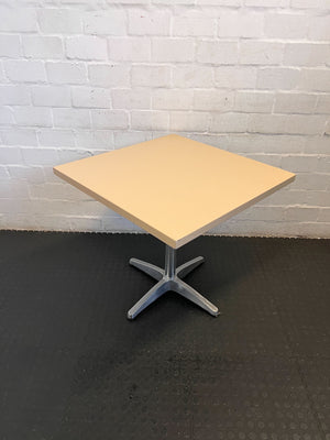 Modern Square Beige Table with Silver Base – Minor Scratches