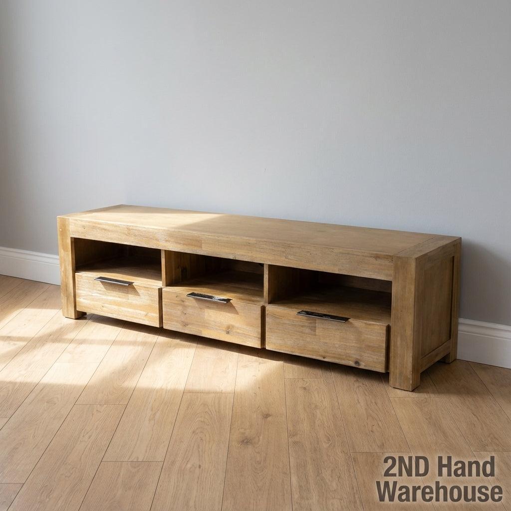 Modern Timber TV Unit with Storage Drawers