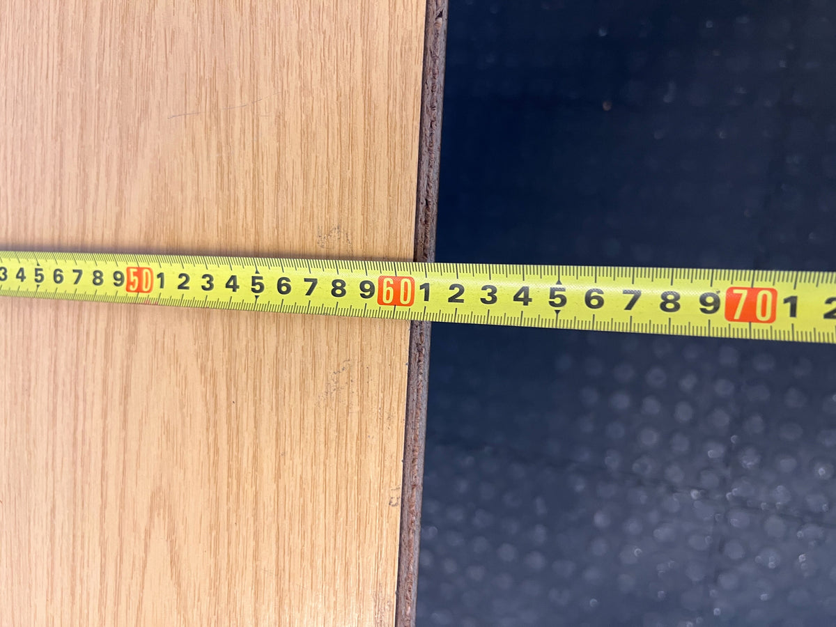 Modern Triangle-Shaped Light Oak Table with Black Legs - Minor Wear