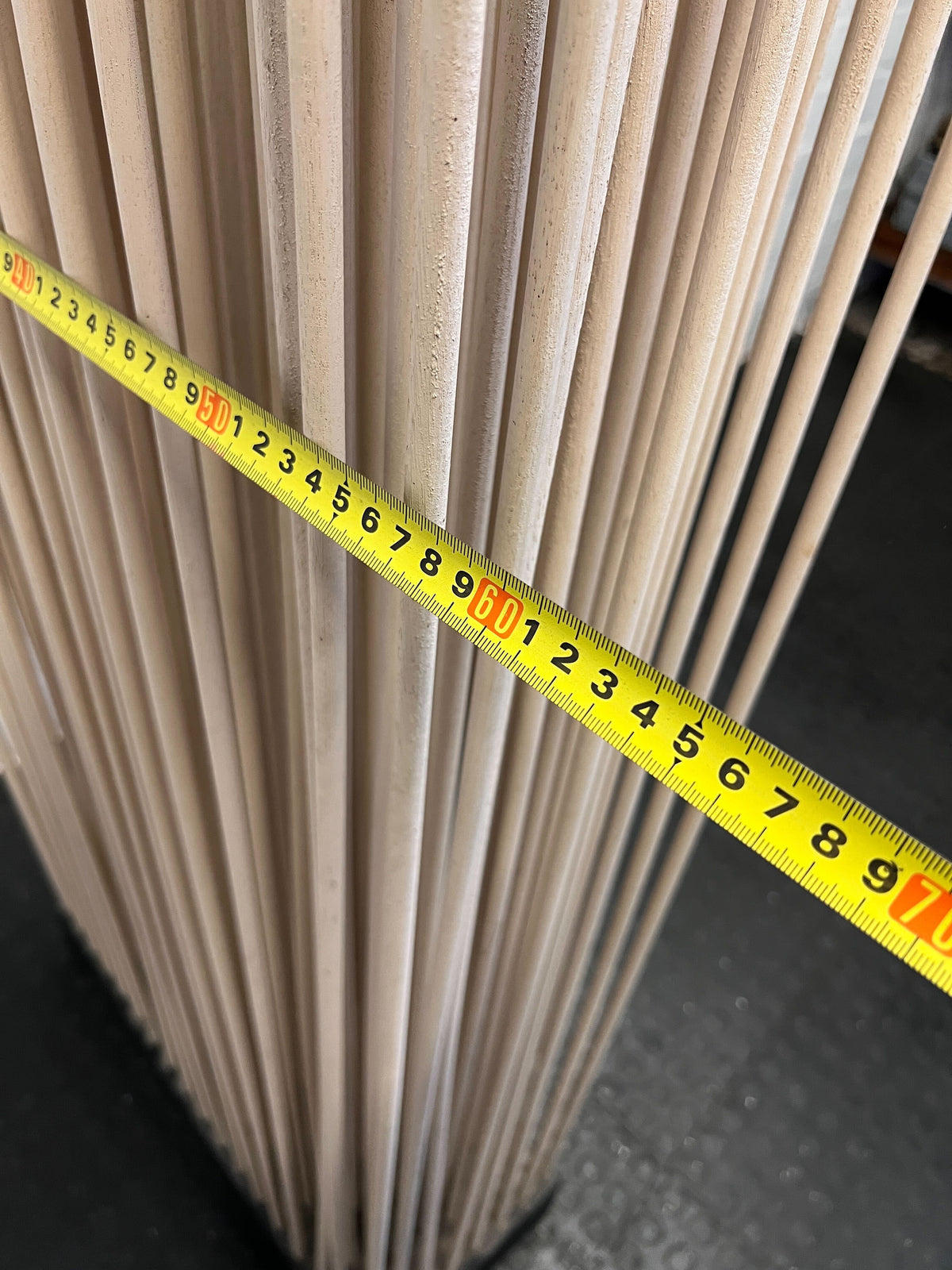 Modern Vertical Slat Room Divider – Natural Wood Finish