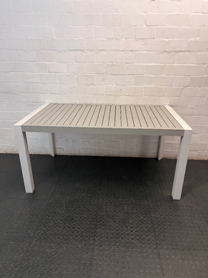 Modern White Aluminium Slatted Outdoor Table — Good Condition Patio Set