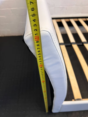 Modern White Faux Leather Double Bed Frame with Slatted Base - REDUCED