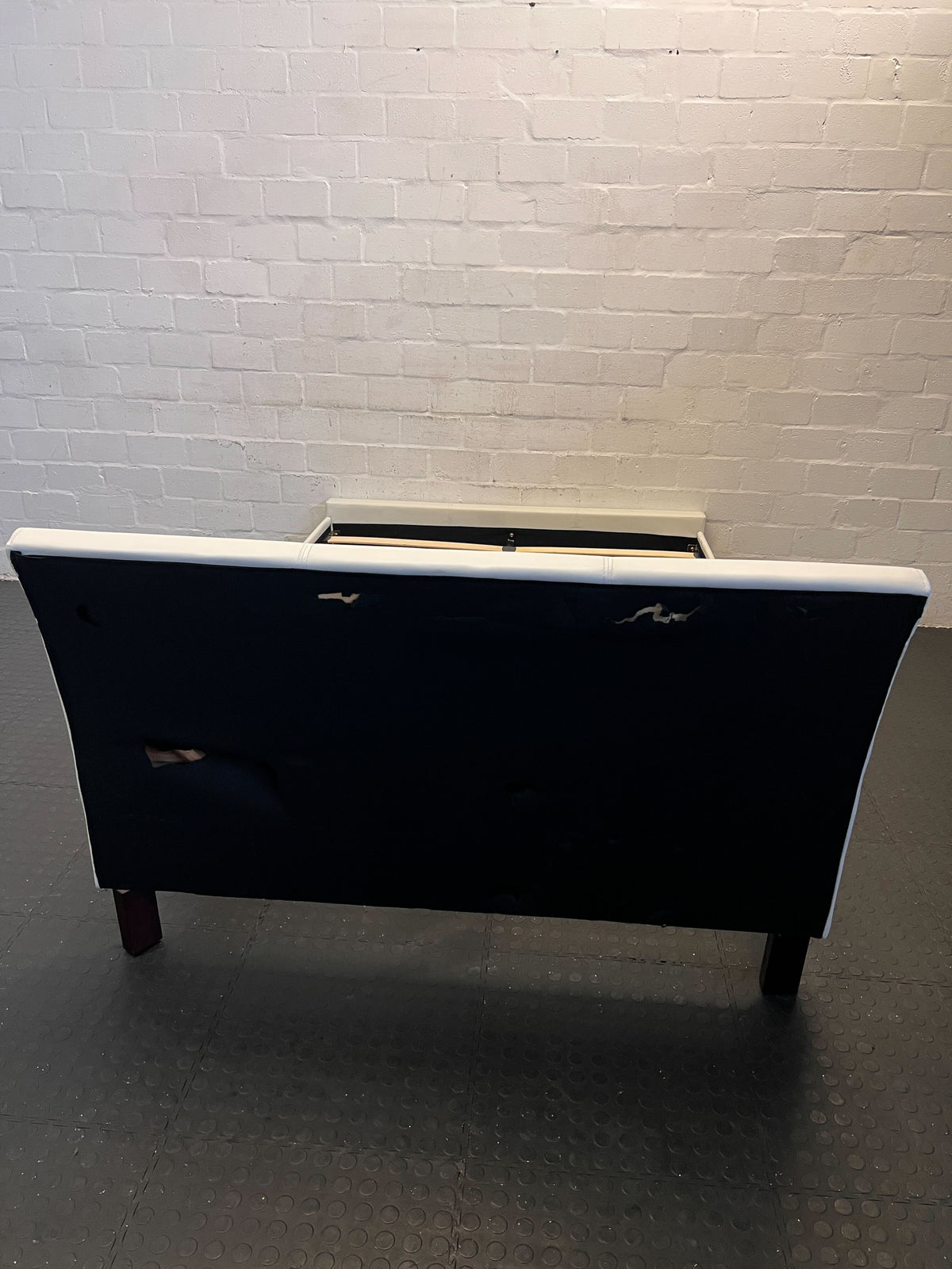 Modern White Faux Leather Double Bed Frame with Slatted Base - REDUCED