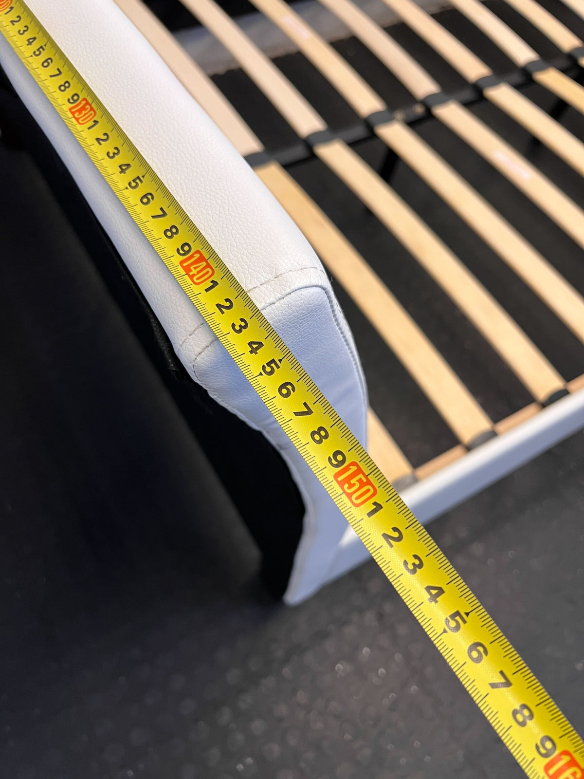 Modern White Faux Leather Double Bed Frame with Slatted Base - REDUCED