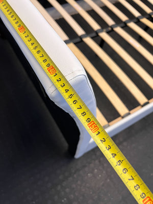 Modern White Faux Leather Double Bed Frame with Slatted Base - REDUCED