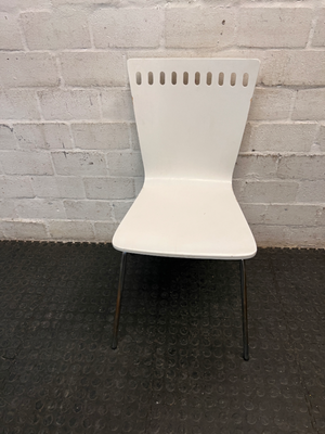 Modern White Moulded Dining Chair with Slotted Back