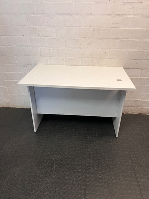 Modern White Office Desk with Cable Management Ports