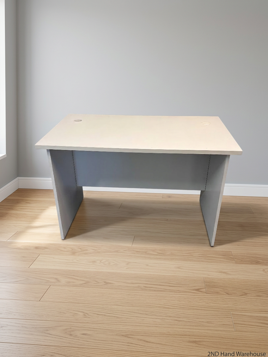 Modern White Office Desk with Cable Management Ports