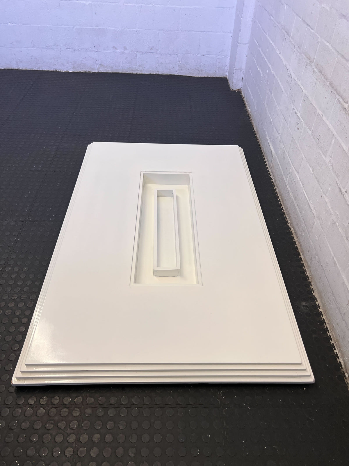 Modern White Table Top with Center Glass Slot (Glass Missing)