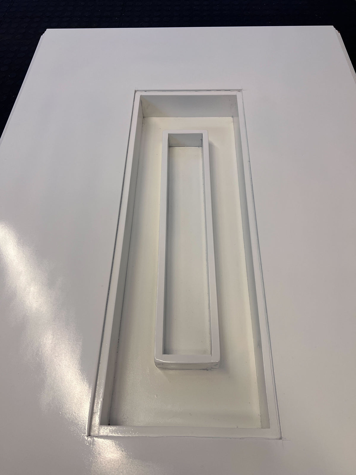 Modern White Table Top with Center Glass Slot (Glass Missing)