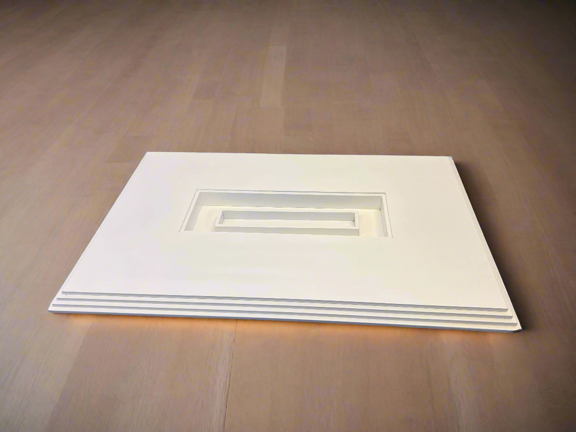 Modern White Table Top with Center Glass Slot (Glass Missing)