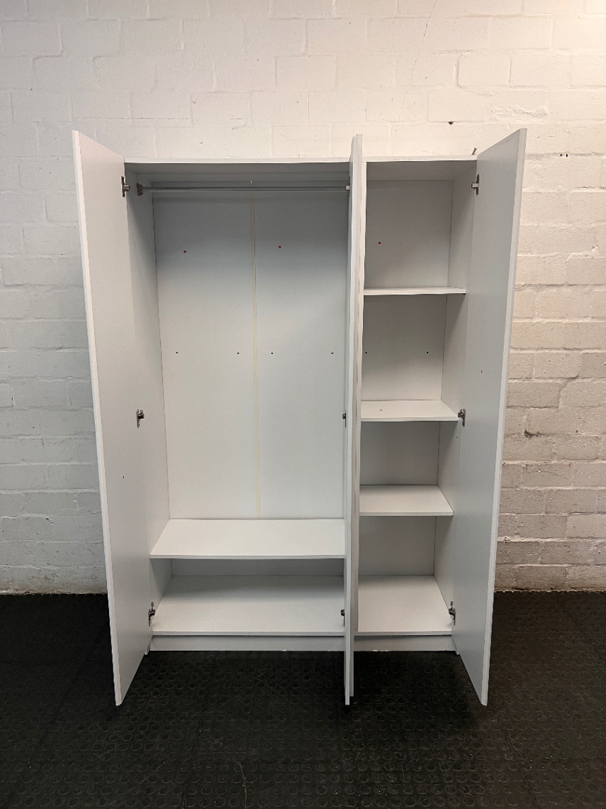 Modern White Three-Door Wardrobe