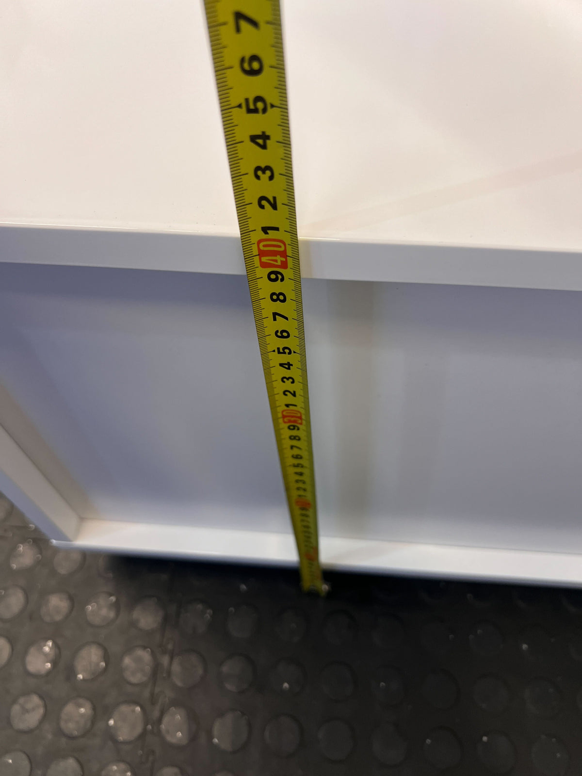 Modern White Two-Drawer Storage Chest with Minor Scratches