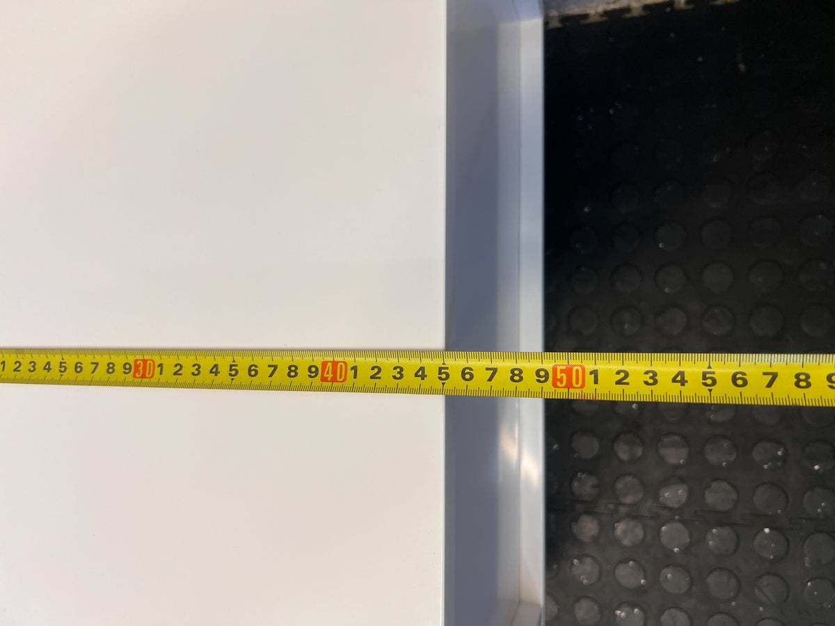 Modern White Two-Drawer Storage Chest with Minor Scratches