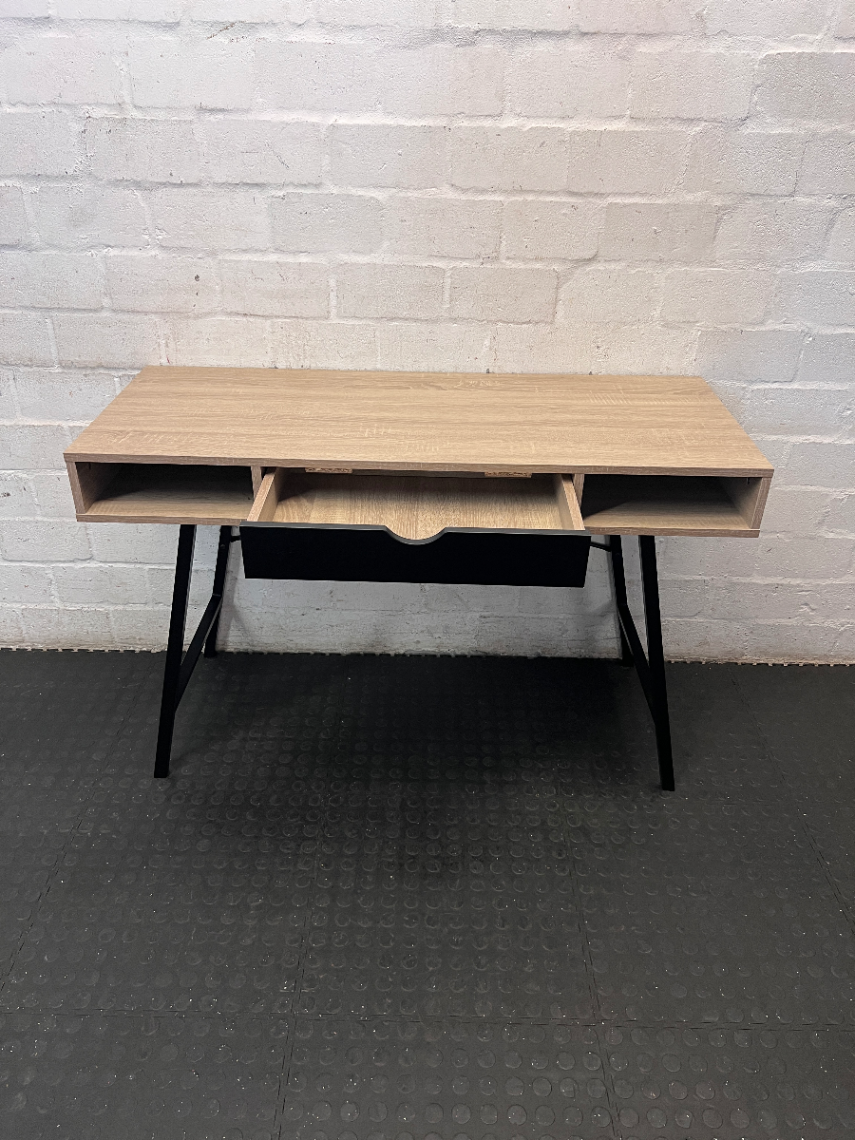 Modern Wood and Metal Office Desk with Storage Cubbies - 2ndhandwarehouse.com