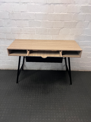 Modern Wood and Metal Office Desk with Storage Cubbies - 2ndhandwarehouse.com