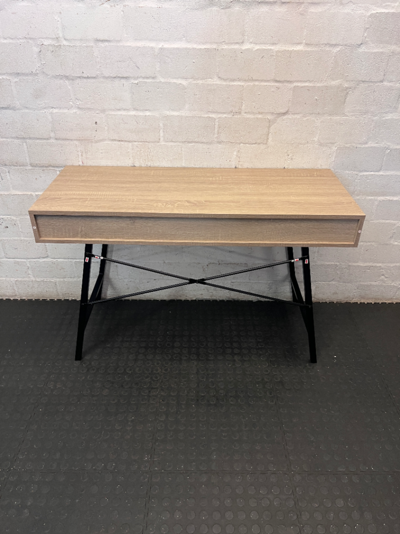 Modern Wood and Metal Office Desk with Storage Cubbies - 2ndhandwarehouse.com