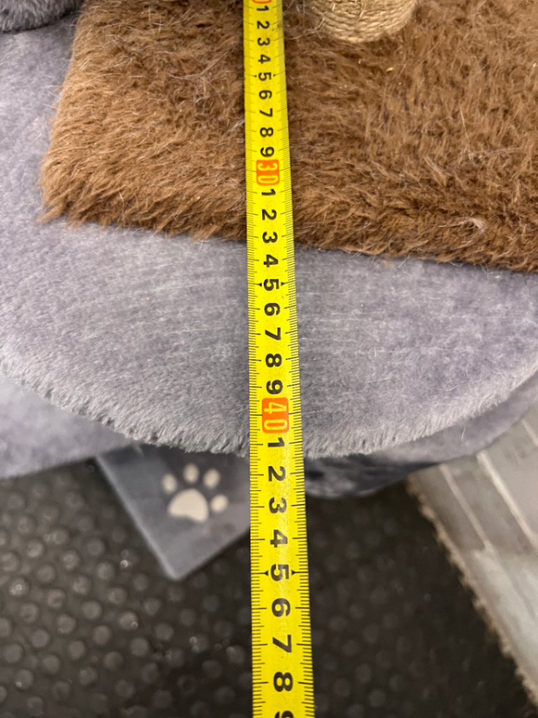 Multi-Level Grey Faux-Fur Cat Tree with Scratching Posts — Wax Marks from Candle Spill
