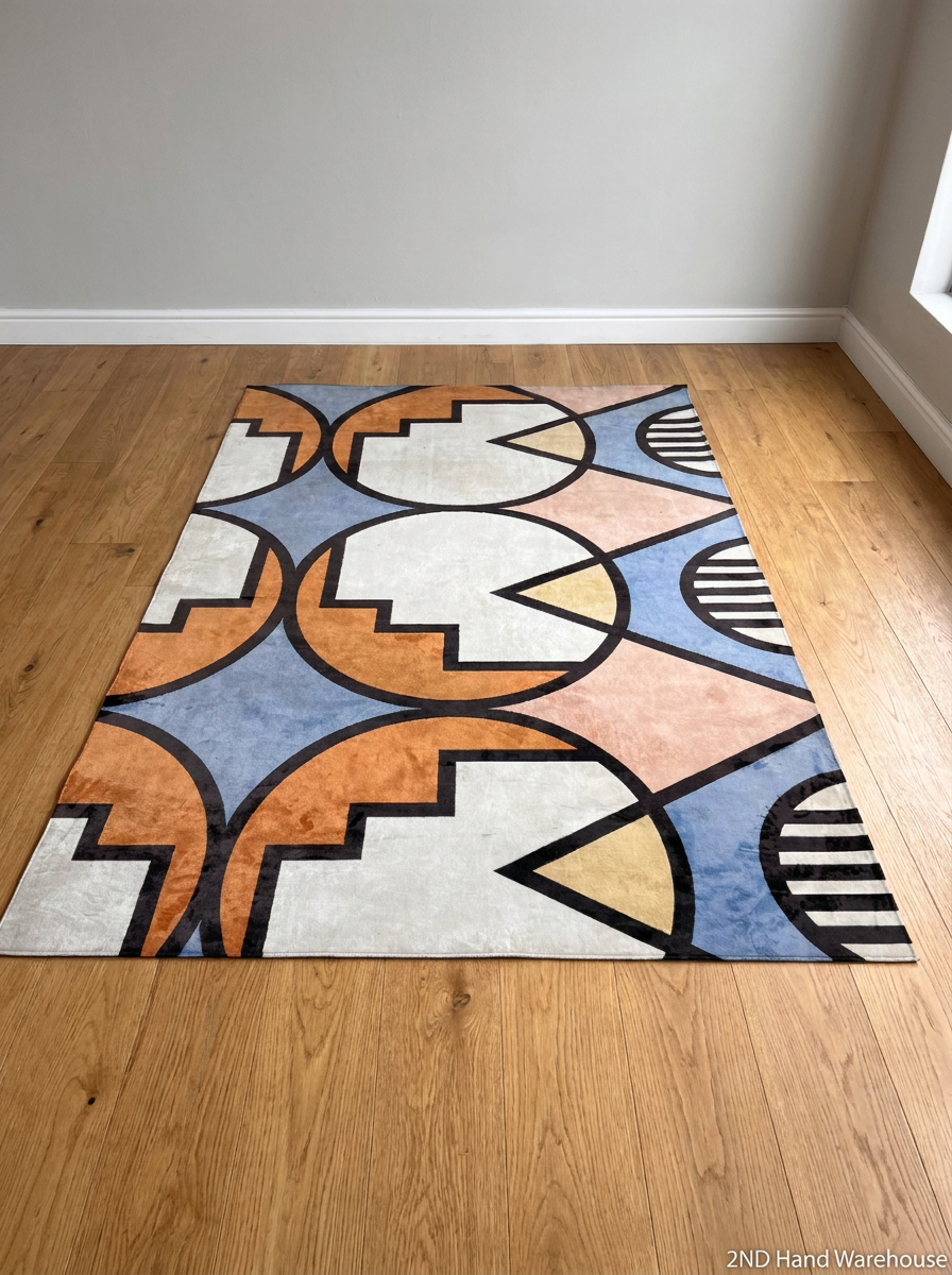 Multicolour Ndebele Printed Geometric Rug — Used; Fair Condition