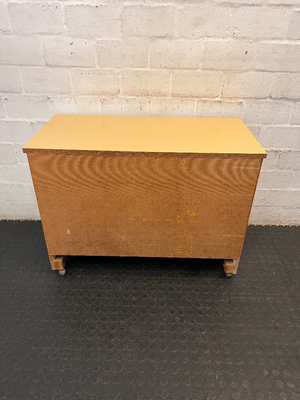 Mustard and White Three-Drawer Chest of Drawers — Well Used with Edge Damage to Top S - 2ndhandwarehouse.com