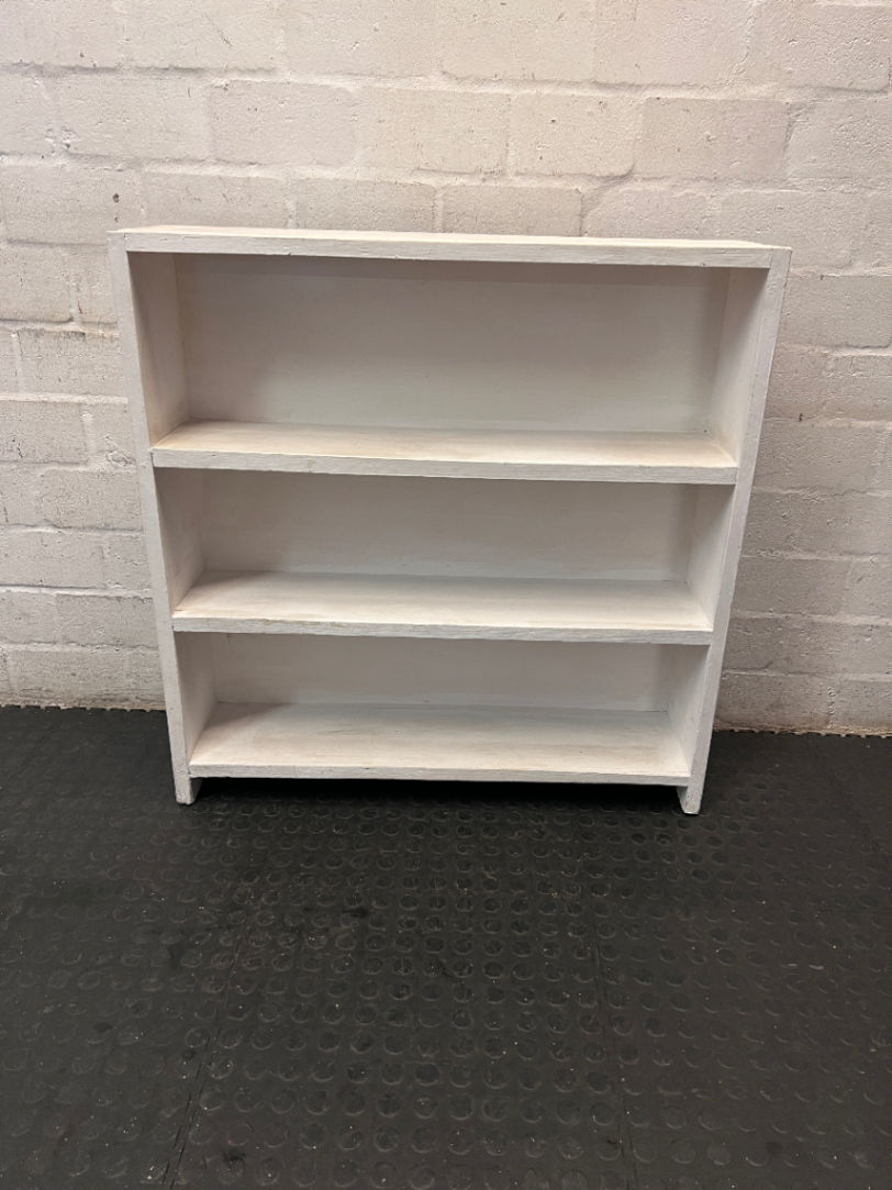 Narrow White 3-Shelf Bookshelf from Builders — Fair Used C - 2ndhandwarehouse.com