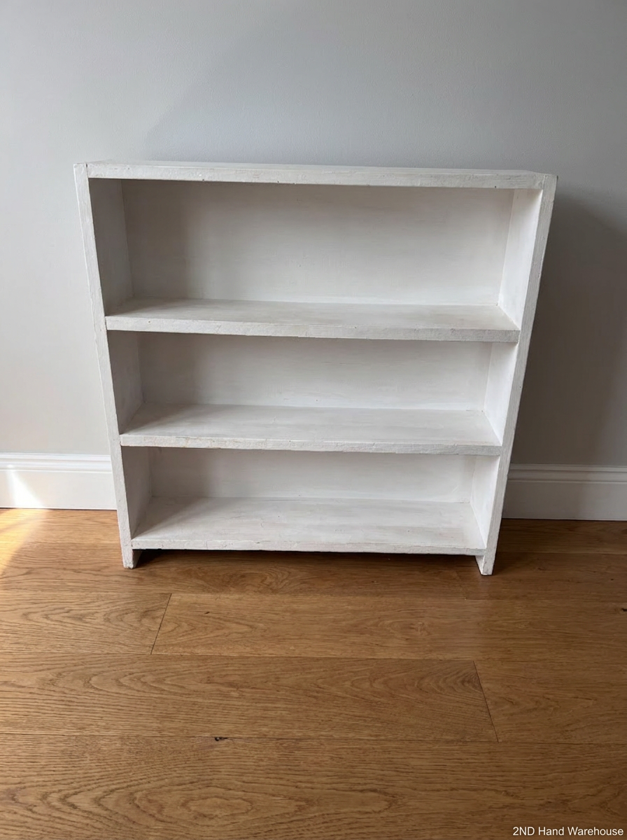 Narrow White 3-Shelf Bookshelf from Builders — Fair Used C - 2ndhandwarehouse.com