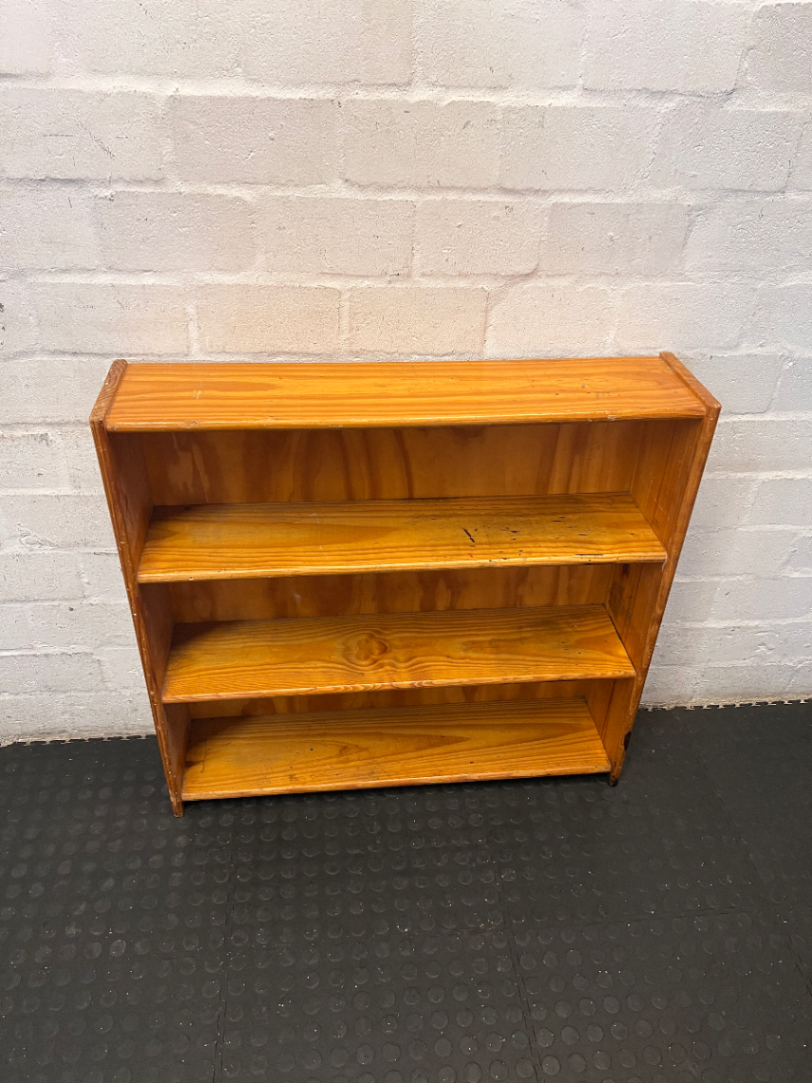 Natural Wood 3-Tier Bookshelf - Heavy Surface Wear & Marks - 2ndhandwarehouse.com