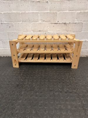 Natural Wood 3-Tier Scalloped Wine Rack