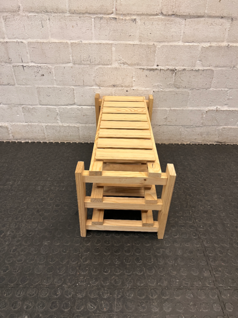 Natural Wood 3-Tier Scalloped Wine Rack