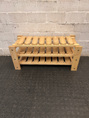 Natural Wood 3-Tier Scalloped Wine Rack