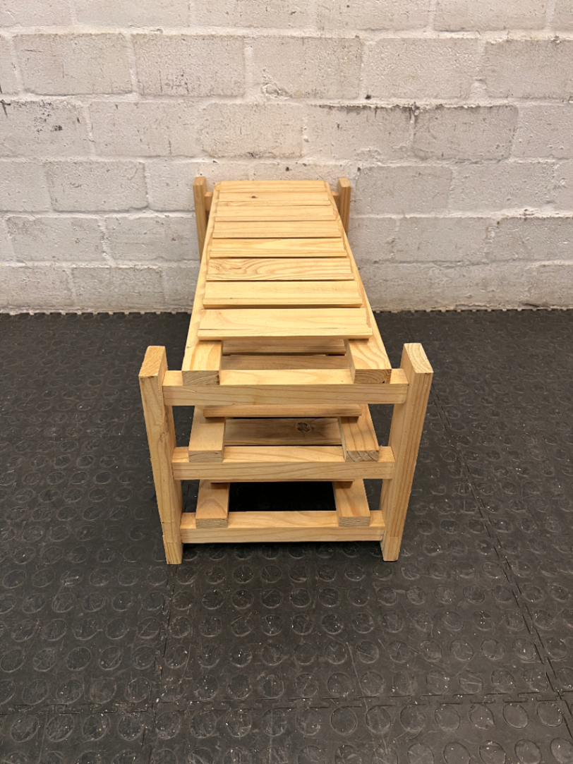 Natural Wood 3-Tier Scalloped Wine Rack