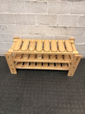 Natural Wood 3-Tier Scalloped Wine Rack