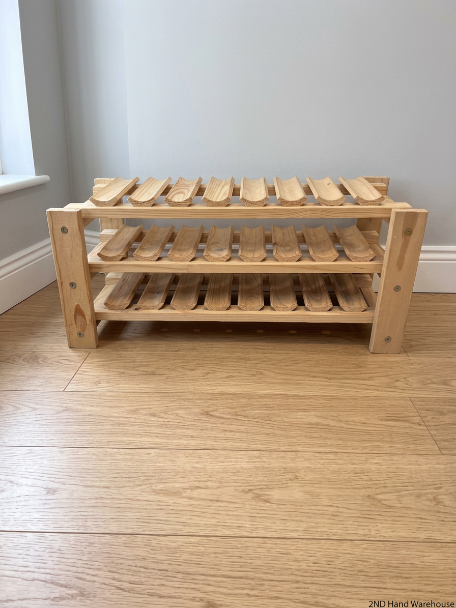 Natural Wood 3-Tier Scalloped Wine Rack