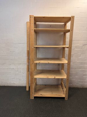 Natural Wood 6-Tier Shelving Unit — Fair Used Condition