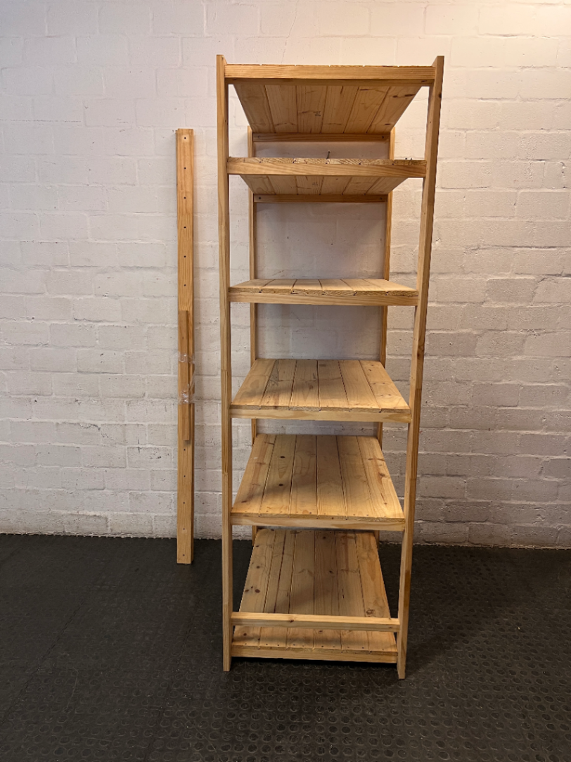 Natural Wood 6-Tier Shelving Unit — Fair Used Condition
