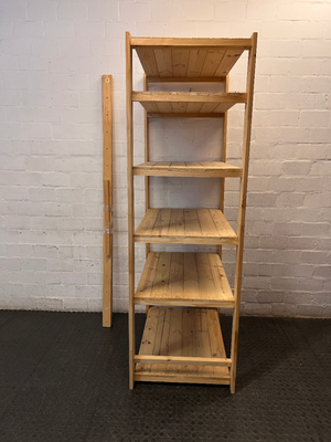 Natural Wood 6-Tier Shelving Unit — Fair Used Condition