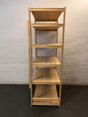 Natural Wood 6-Tier Shelving Unit — Fair Used Condition
