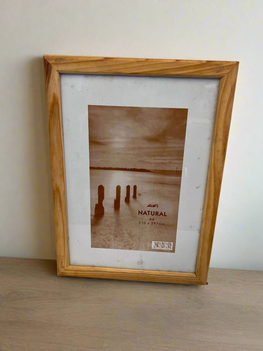 Natural Wood A4 Photo Frame with Minor Scratches