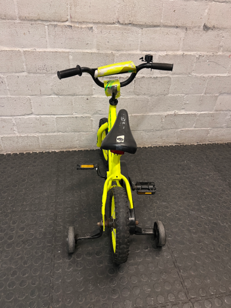 Neon Yellow Surge Kids Bicycle with Training Wheel — Very Good Condition