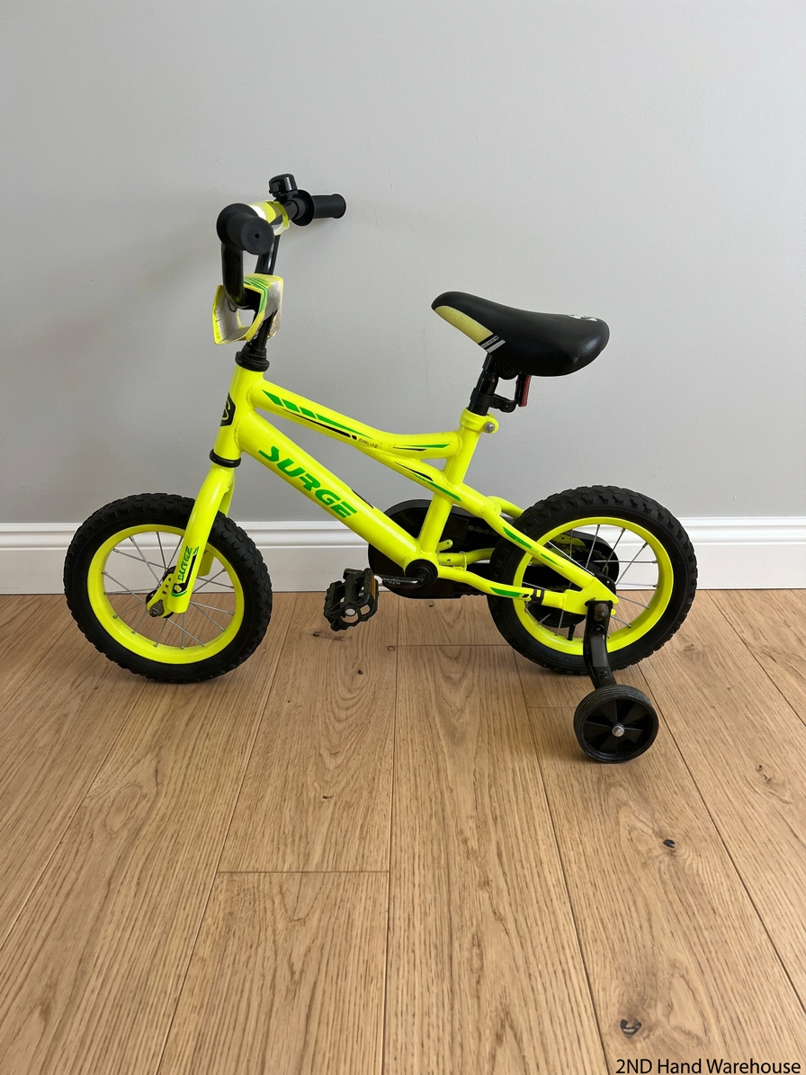 Neon Yellow Surge Kids Bicycle with Training Wheel — Very Good Condition
