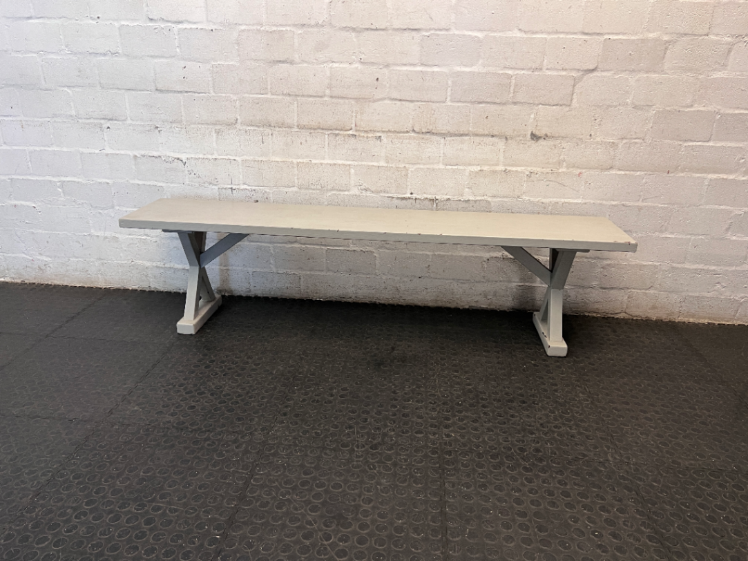 Neutral Grey Wooden X-Frame Bench