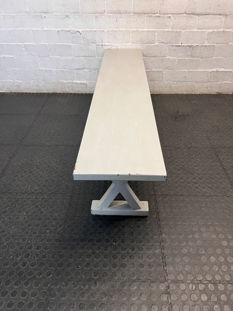 Neutral Grey Wooden X-Frame Bench